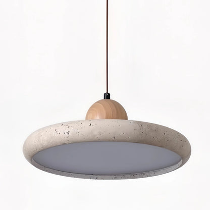 Modern Pendant Light – Wood and Stone LED Ceiling Lamp for Dining Room