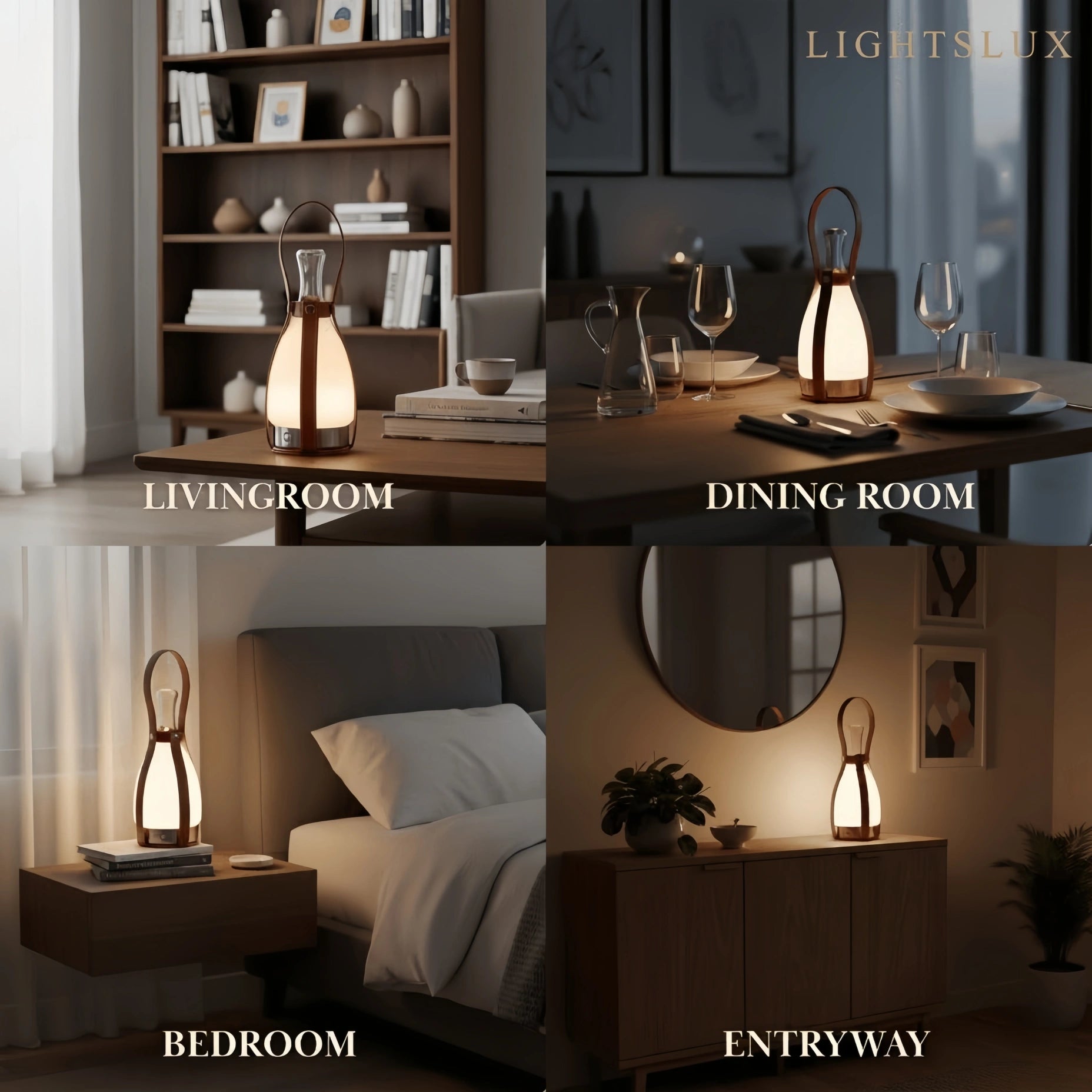 Modern Leather Table Lamp – Portable LED Glass Light