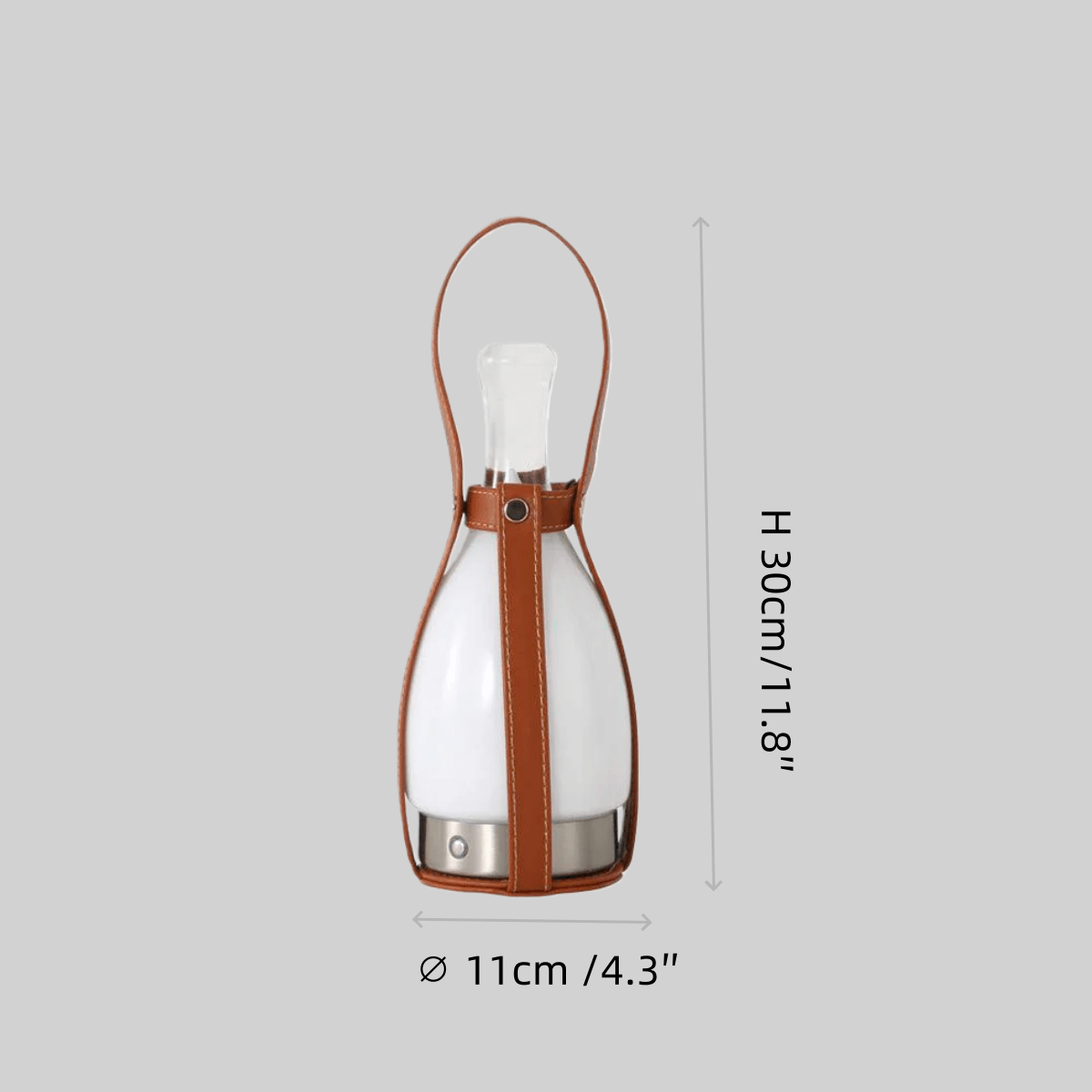 Modern Leather Table Lamp – Portable LED Glass Light in Brown, White or Silver for Bedroom