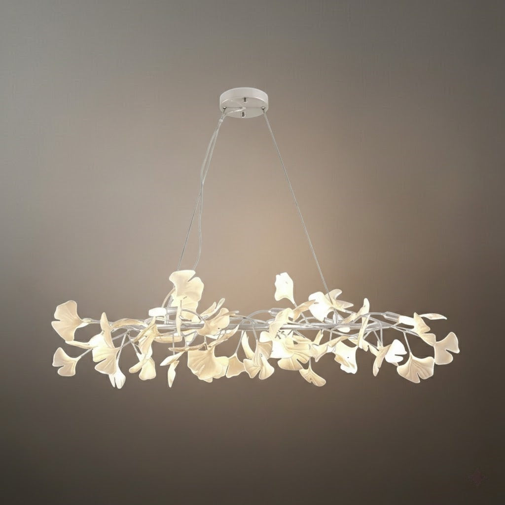 Modern Ginkgo Chandelier – Ceramic Petal Ceiling Light