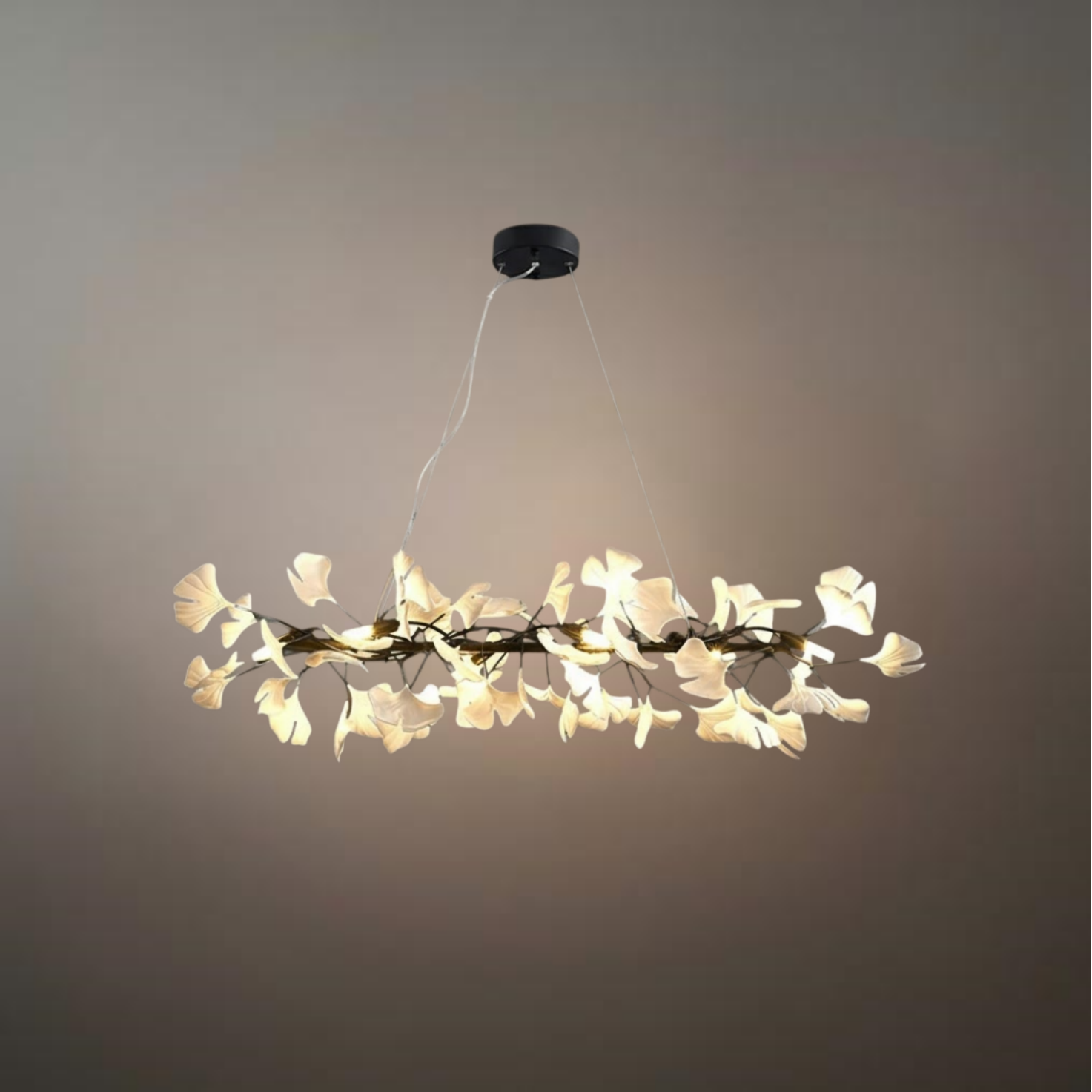 Modern Ginkgo Chandelier – Ceramic Petal Ceiling Light