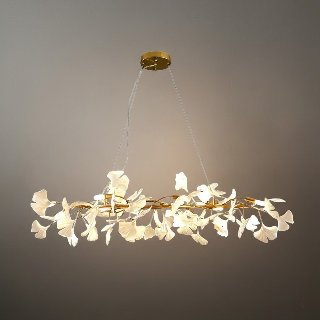 Modern Ginkgo Chandelier – Ceramic Petal Ceiling Light
