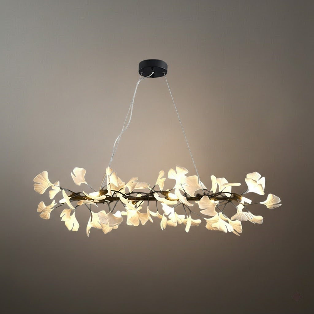 Modern Ginkgo Chandelier – Ceramic Petal Ceiling Light