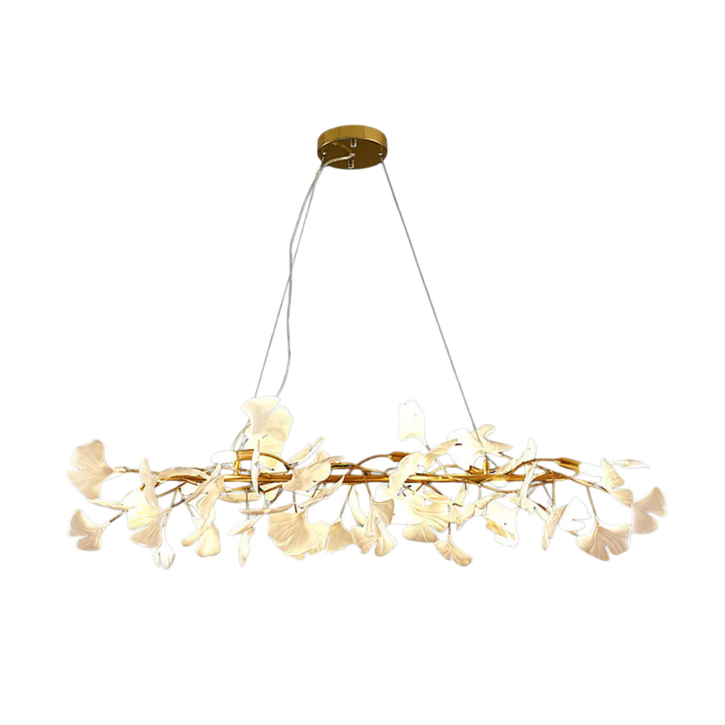 Modern Ginkgo Chandelier – Ceramic Petal Ceiling Light