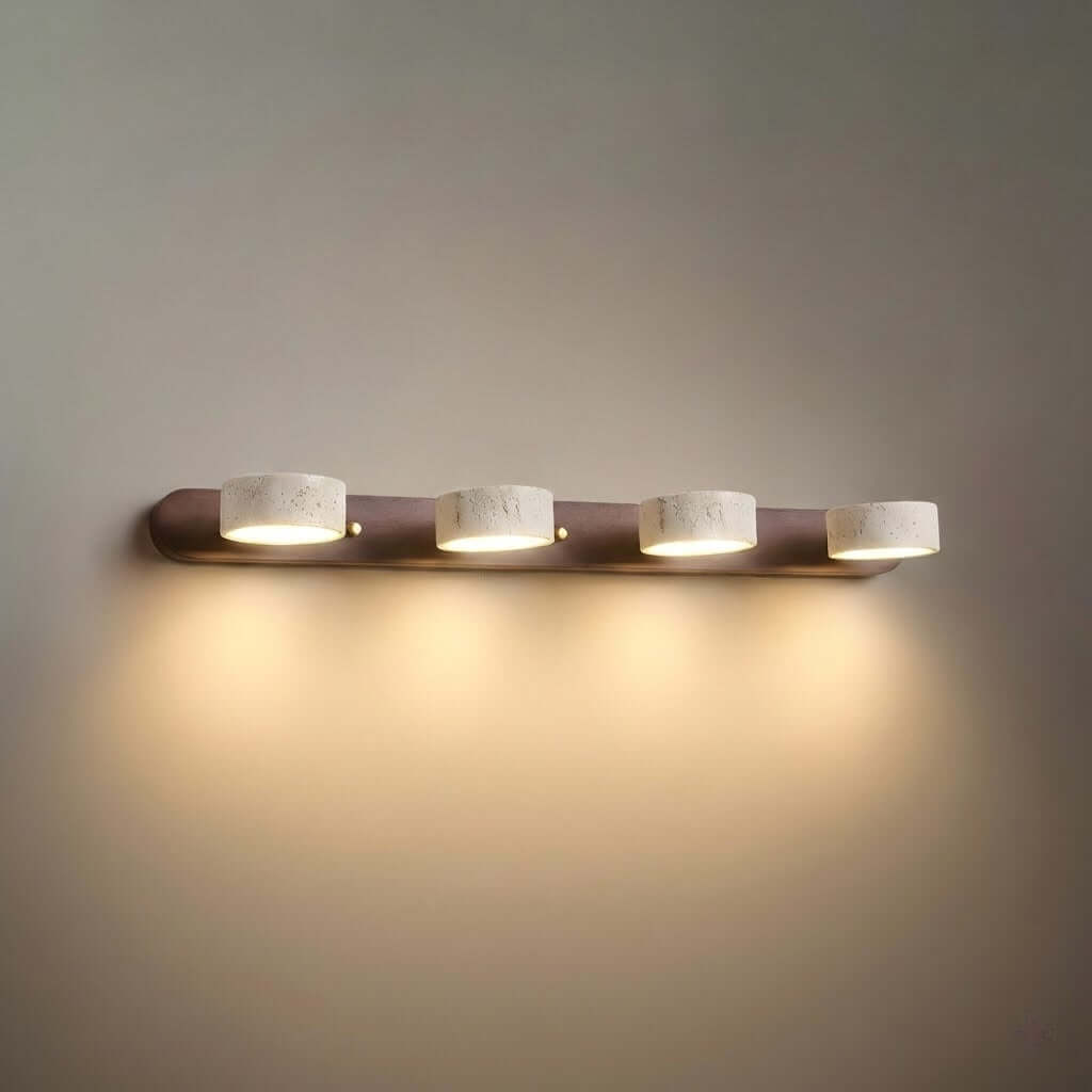 Modern Travertine Wall Light – Wood and Stone LED Sconce