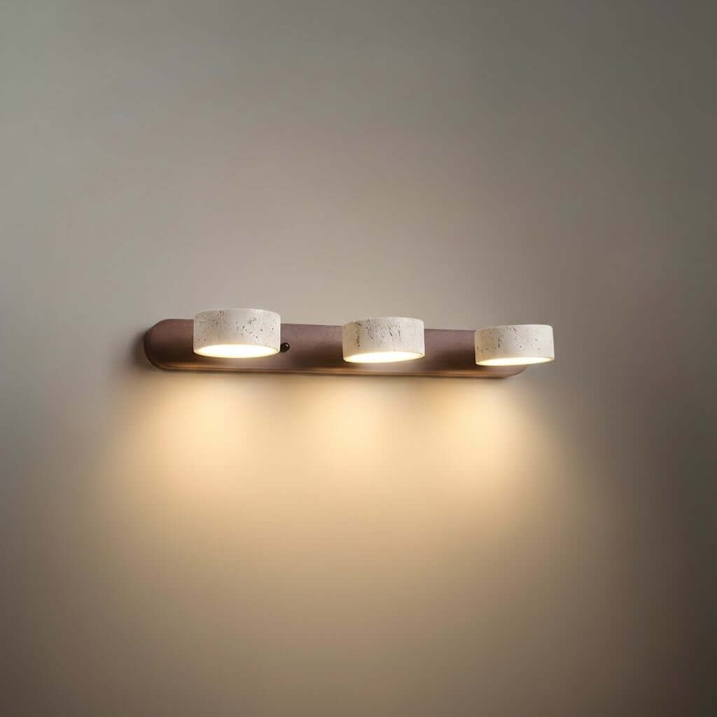 Modern Travertine Wall Light – Wood and Stone LED Sconce