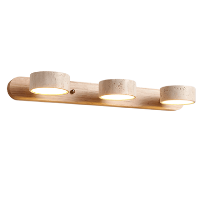Modern Travertine Wall Light – Wood and Stone LED Sconce
