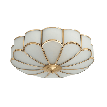 Modern Flower Glass Ceiling Light – Brass Flush Mount Lamp for Bedroom
