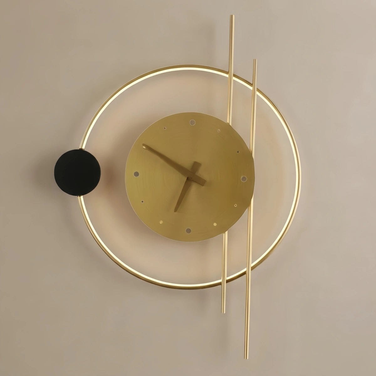 Irondale Art Deco Wall Lamp – Black/Gold Clock-Inspired Design for Living Room