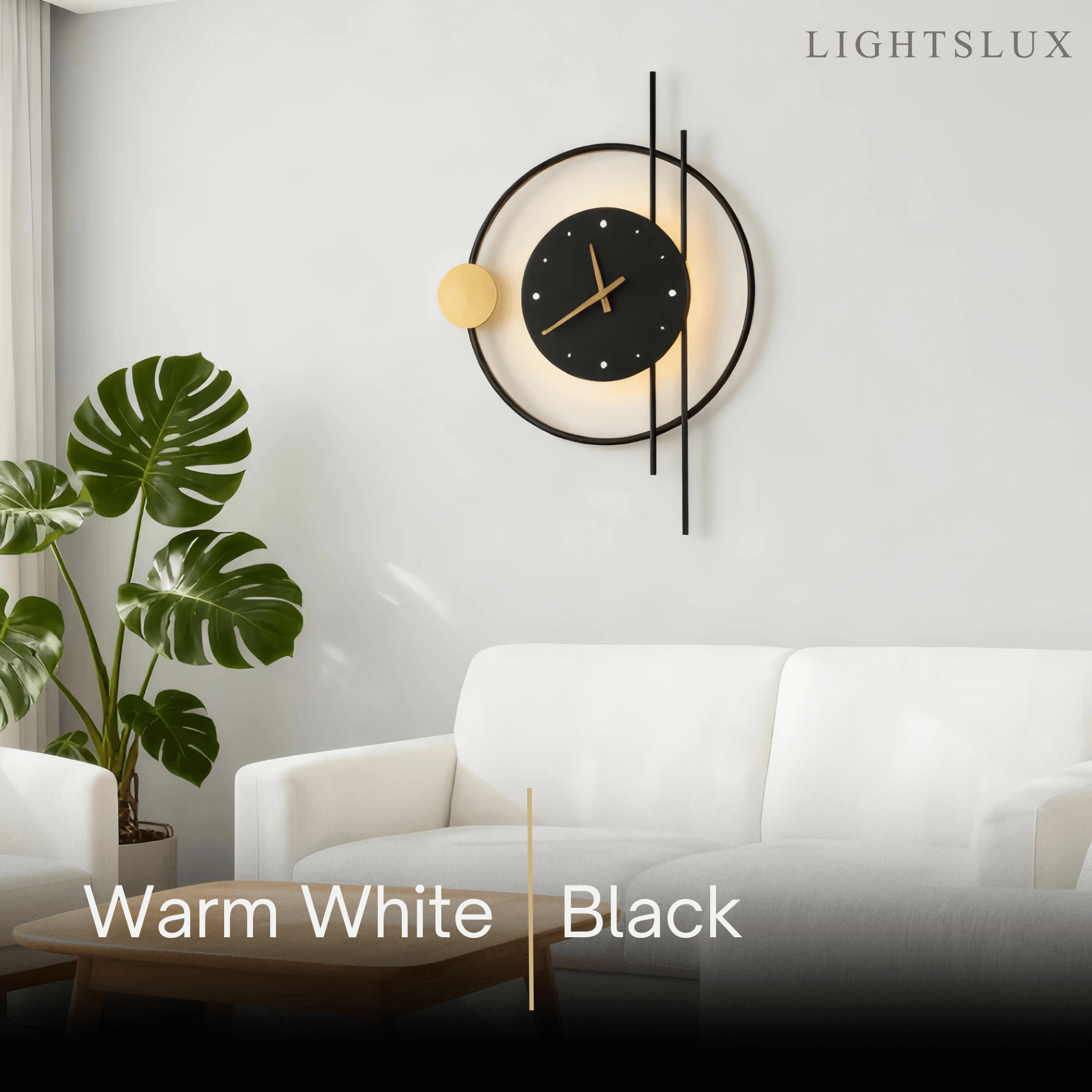 Irondale Art Deco Wall Lamp – Black/Gold Clock-Inspired Design for Living Room