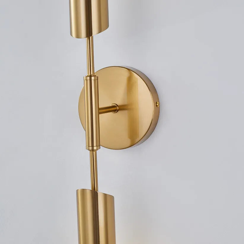 Modern Gold Wall Lamp Metal Glass Cylindrical Garden