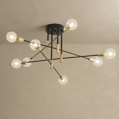  Chandelier – Black/Gold Metal Fixture 4/6/8 Heads Living Room