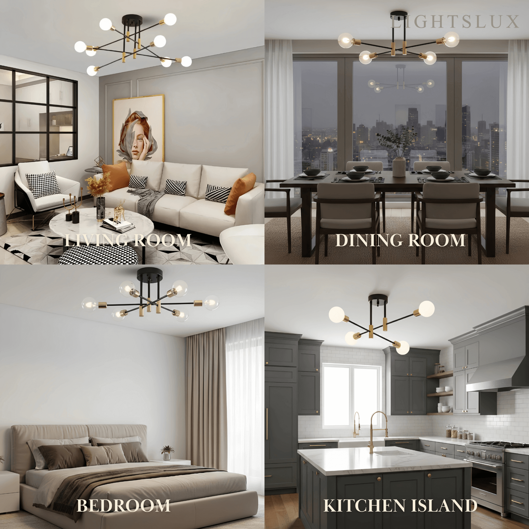 Modern Branching Chandelier 