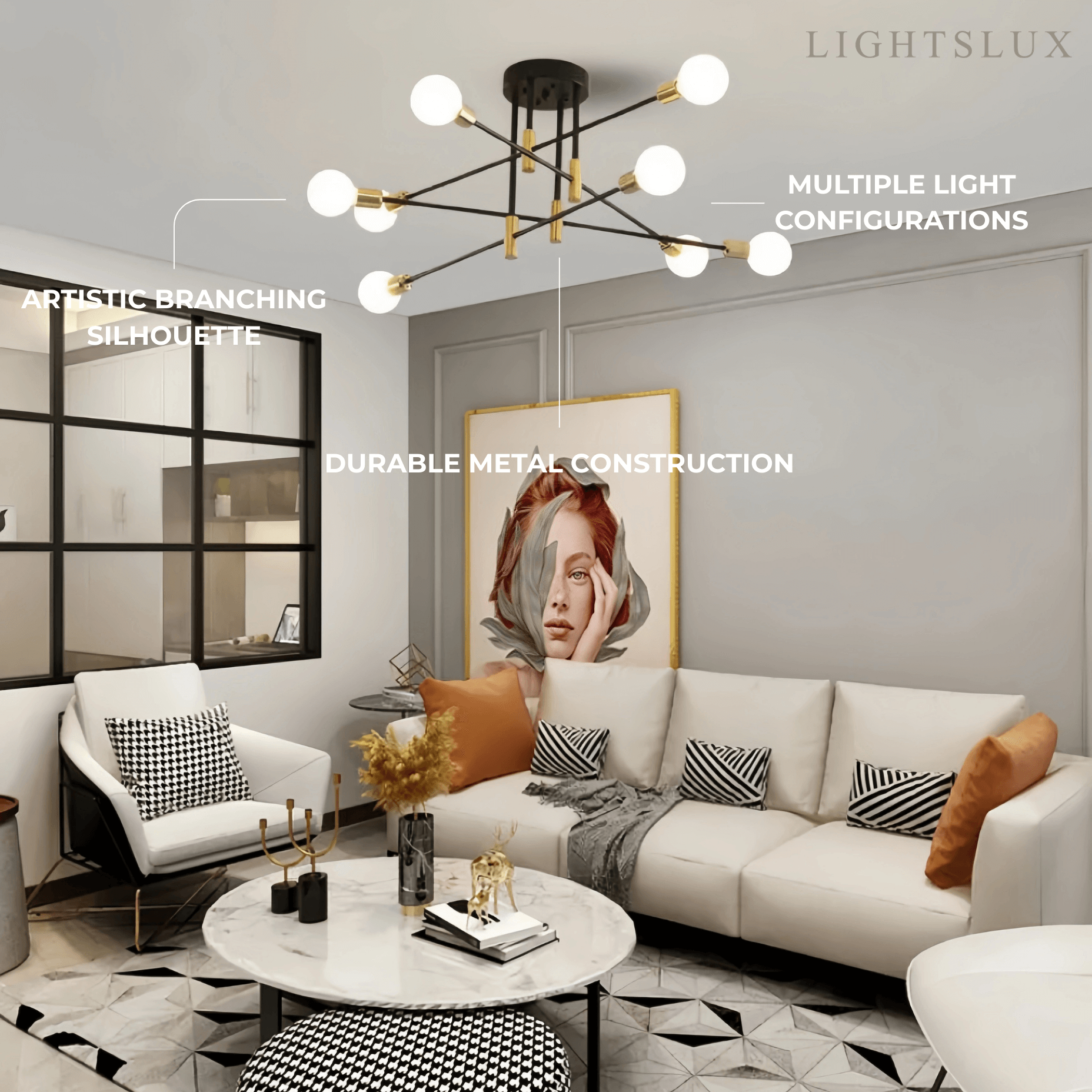 Modern Branching Chandelier 