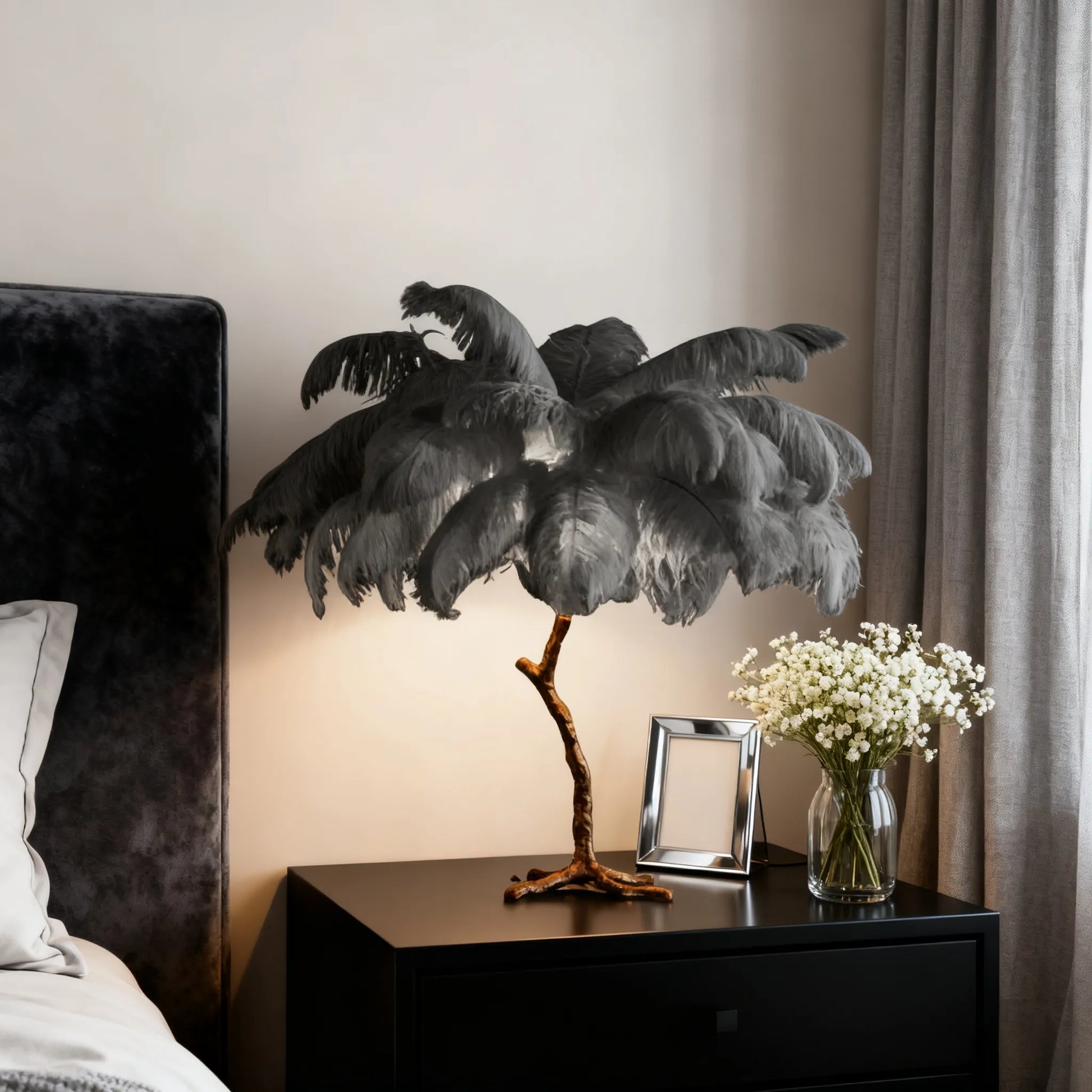 Nordic Feather Table Lamp Gray