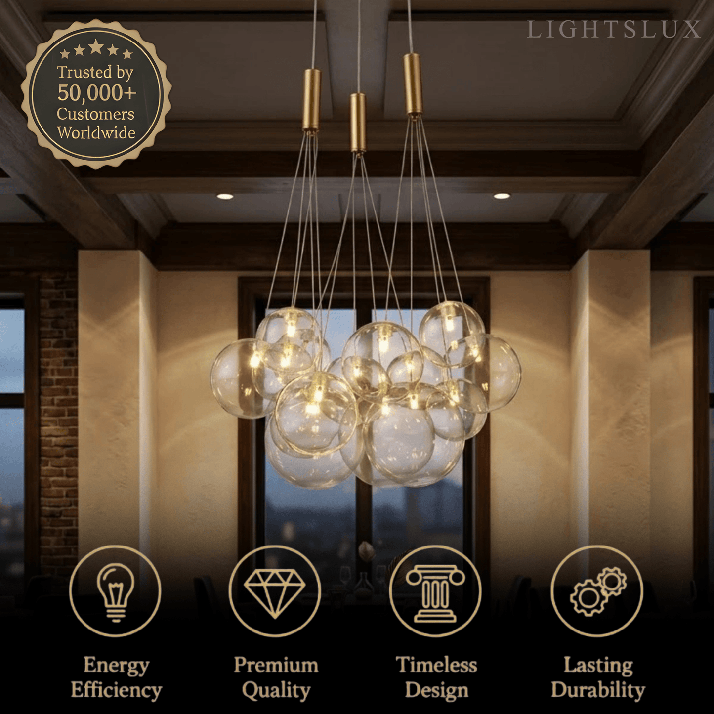 Designer Bubble Pendant Light — Clear Glass