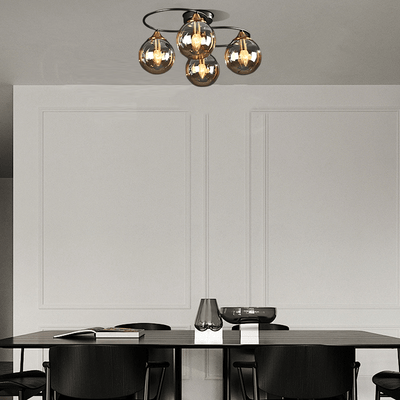 Modern Bubble Amber 4-Head Ceiling Light for Bedroom