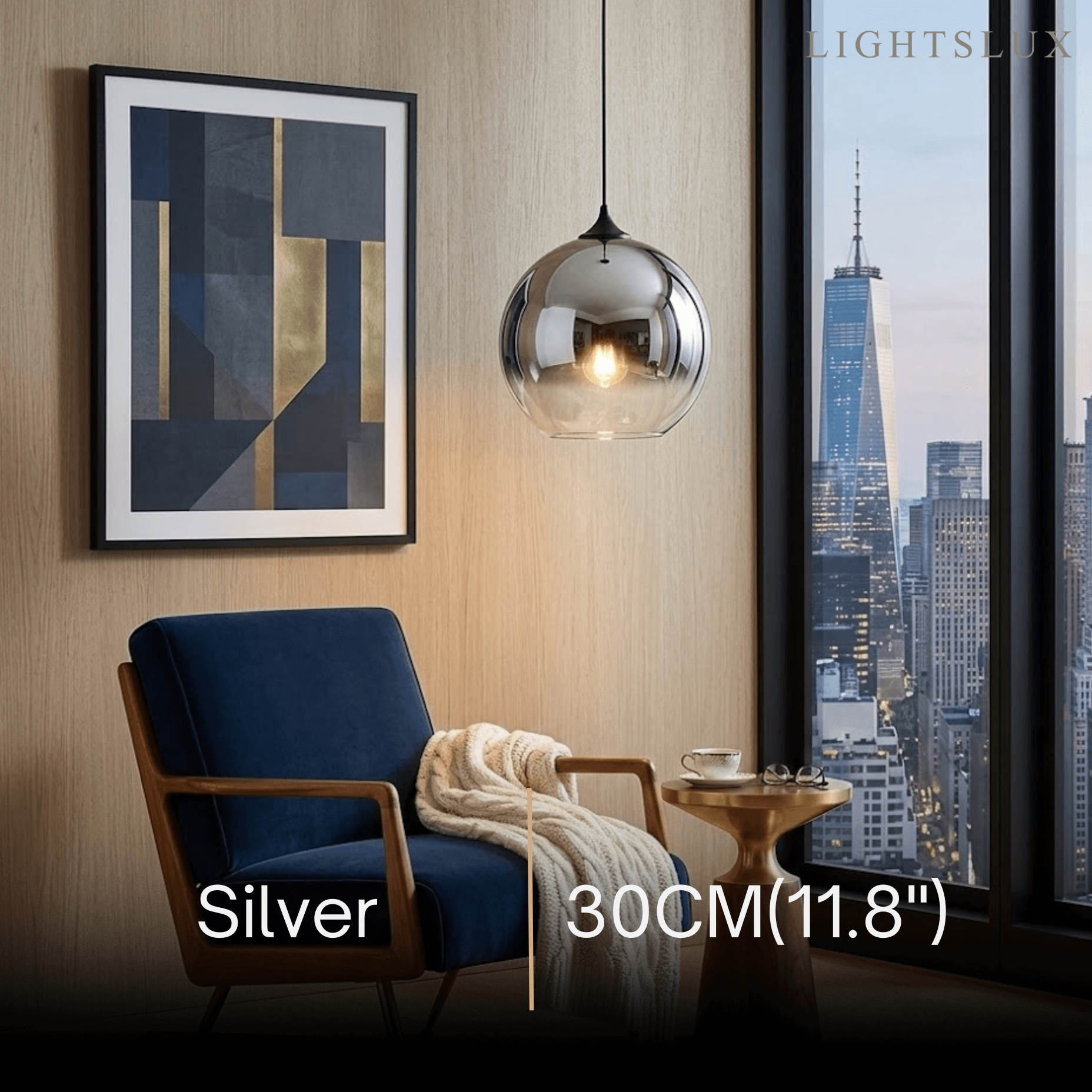 Excelis Modern Glass Globe Pendant Light – Gold/Silver LED Lamp for Dining Room