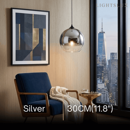 Excelis Modern Glass Globe Pendant Light – Gold/Silver LED Lamp for Dining Room