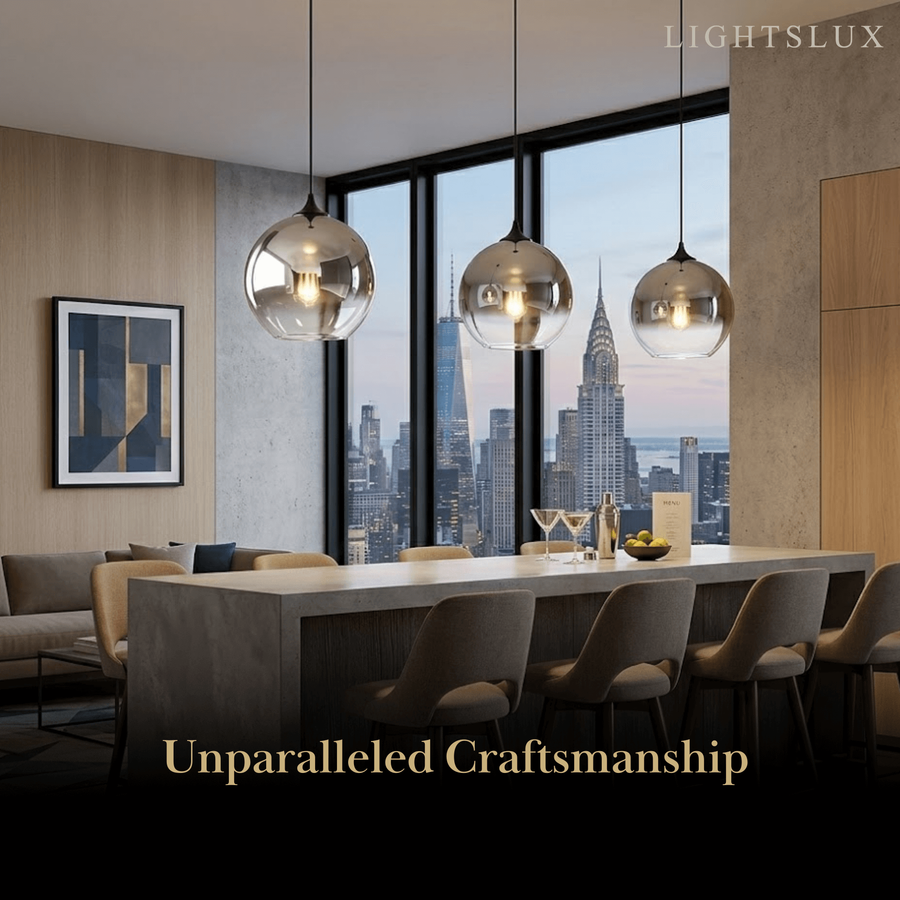 Excelis Modern Glass Globe Pendant Light – Gold/Silver LED Lamp for Dining Room