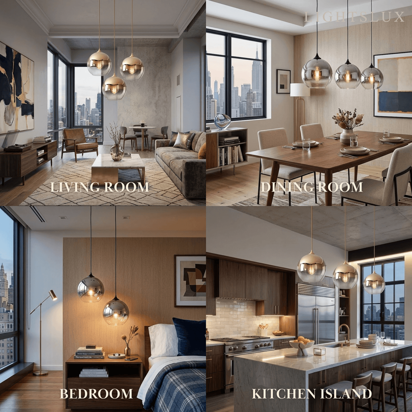 Excelis Modern Glass Globe Pendant Light – Gold/Silver LED Lamp for Dining Room