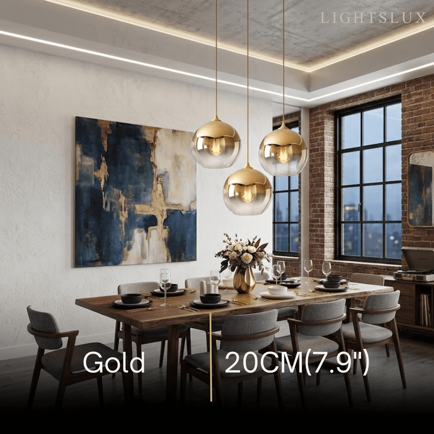 Excelis Modern Glass Globe Pendant Light – Gold/Silver LED Lamp for Dining Room