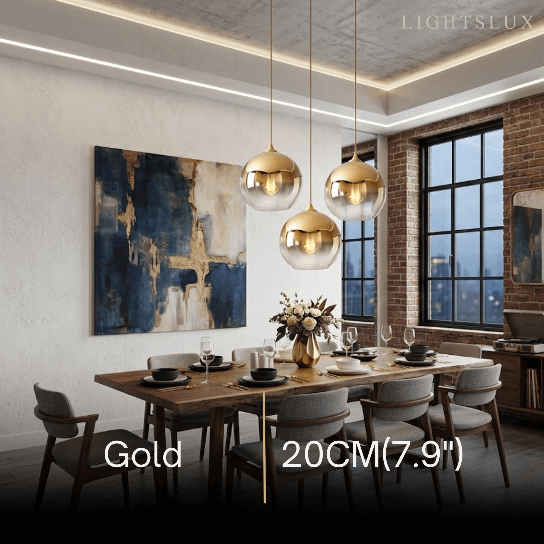 Excelis Modern Glass Globe Pendant Light – Gold/Silver LED Lamp for Dining Room