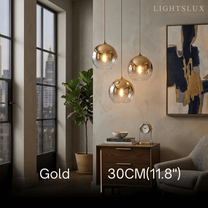 Excelis Modern Glass Globe Pendant Light – Gold/Silver LED Lamp for Dining Room
