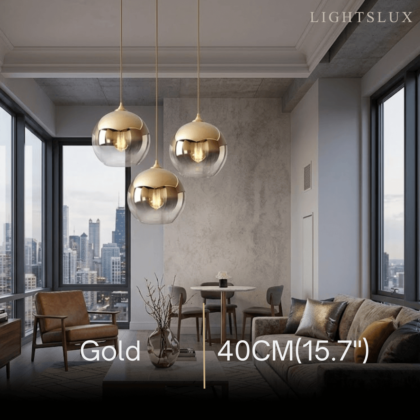 Excelis Modern Glass Globe Pendant Light – Gold/Silver LED Lamp for Dining Room