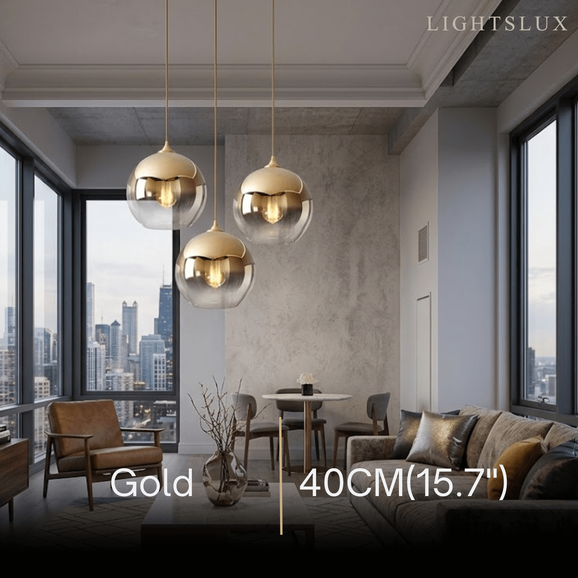 Excelis Modern Glass Globe Pendant Light – Gold/Silver LED Lamp for Dining Room