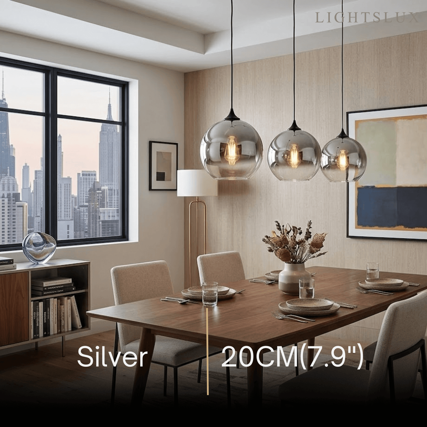 Excelis Modern Glass Globe Pendant Light – Gold/Silver LED Lamp for Dining Room