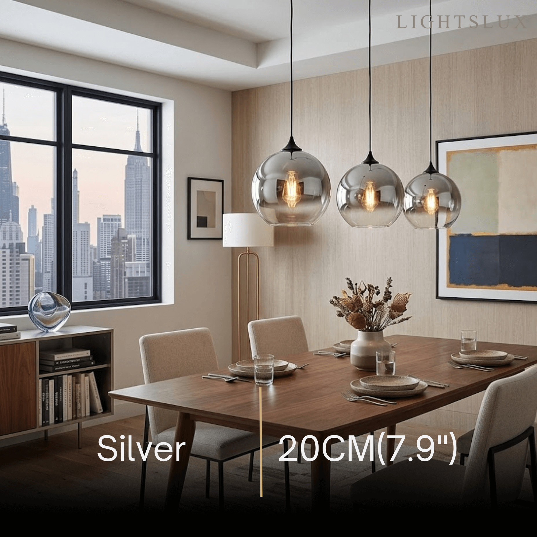 Excelis Modern Glass Globe Pendant Light – Gold/Silver LED Lamp for Dining Room