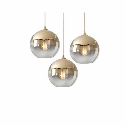 Excelis Modern Glass Globe Pendant Light – Gold/Silver LED Lamp for Dining Room