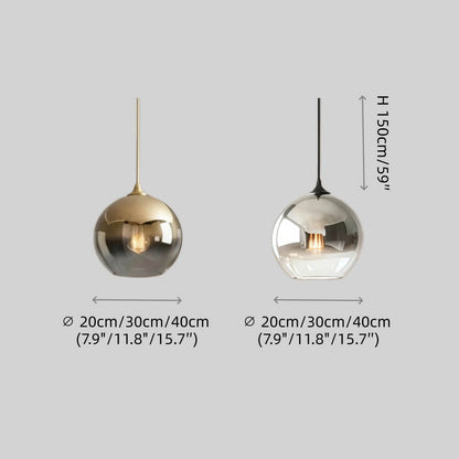 Excelis Modern Glass Globe Pendant Light – Gold/Silver LED Lamp for Dining Room