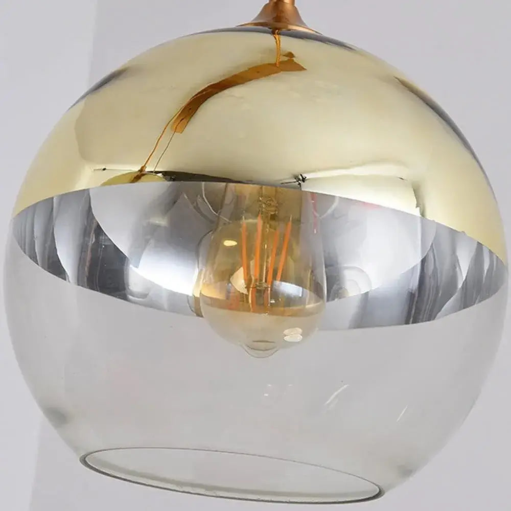 Excelis Modern Glass Globe Pendant Light – Gold/Silver LED Lamp for Dining Room