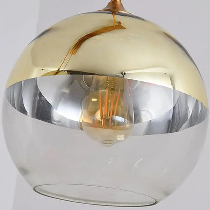 Excelis Modern Glass Globe Pendant Light – Gold/Silver LED Lamp for Dining Room