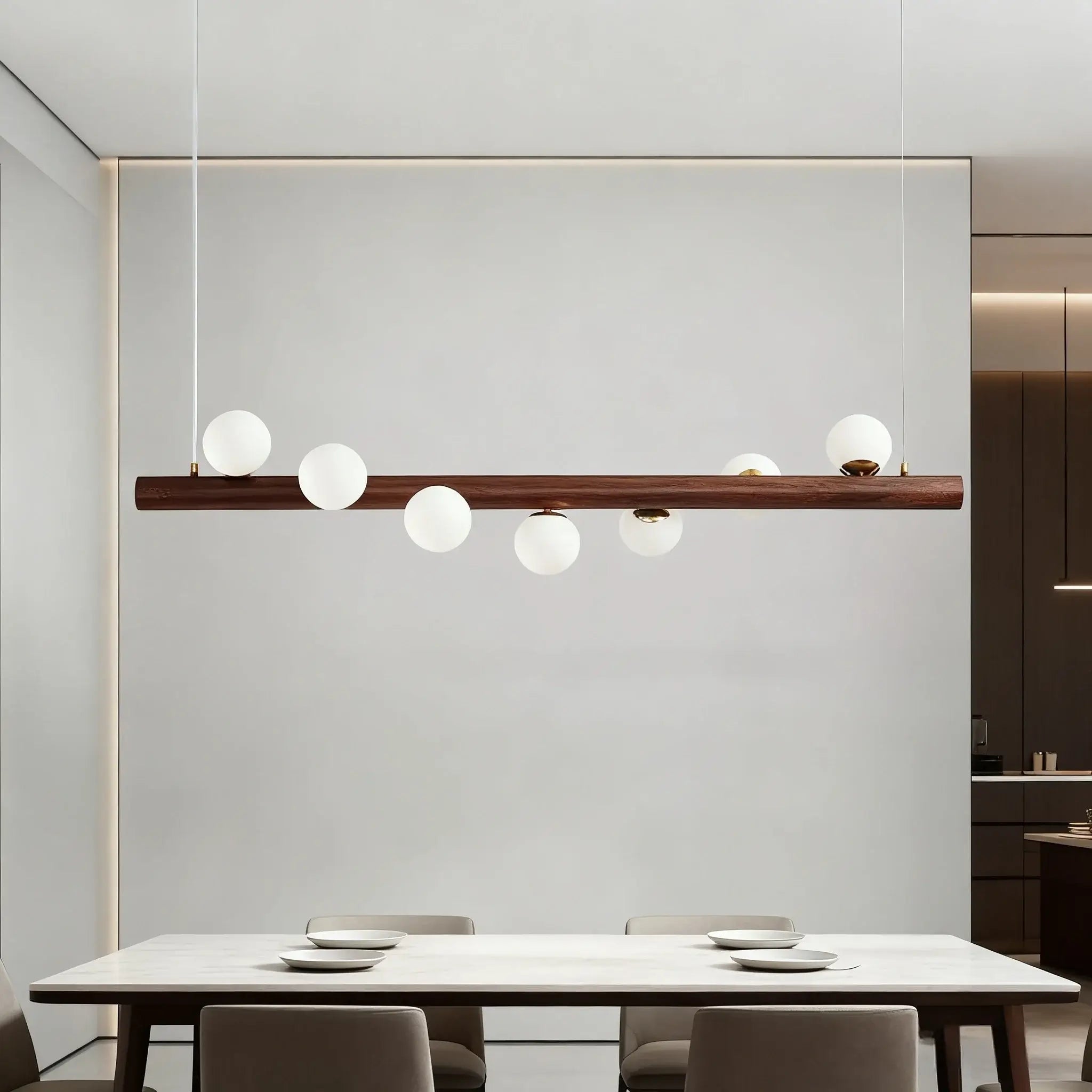 Nebula Modern Linear Pendant Light - Walnut