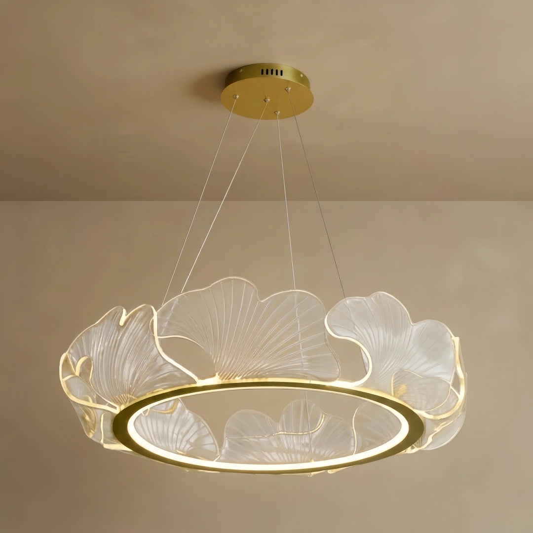Excelis Modern Metal/Acrylic Chandelier - Petal Shaped Gold for Living Room