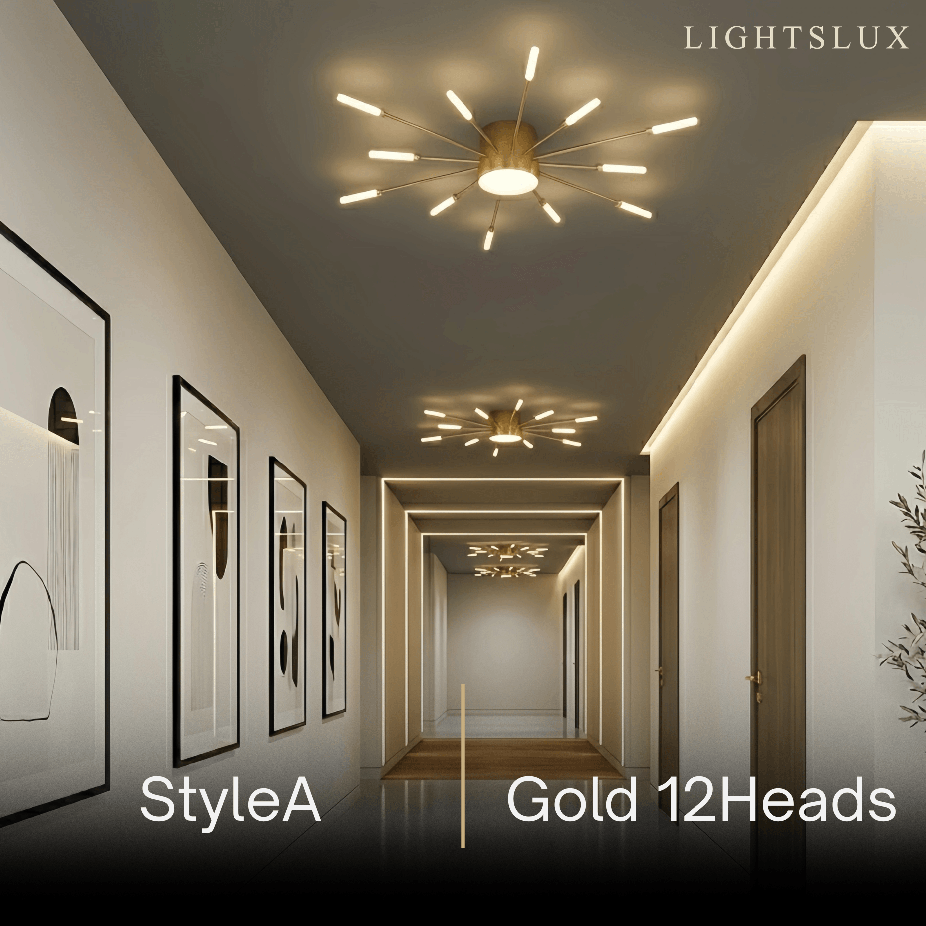 Nebula Modern Firework Ceiling Light –  Gold/Black for Bedroom Dining Room Living Room