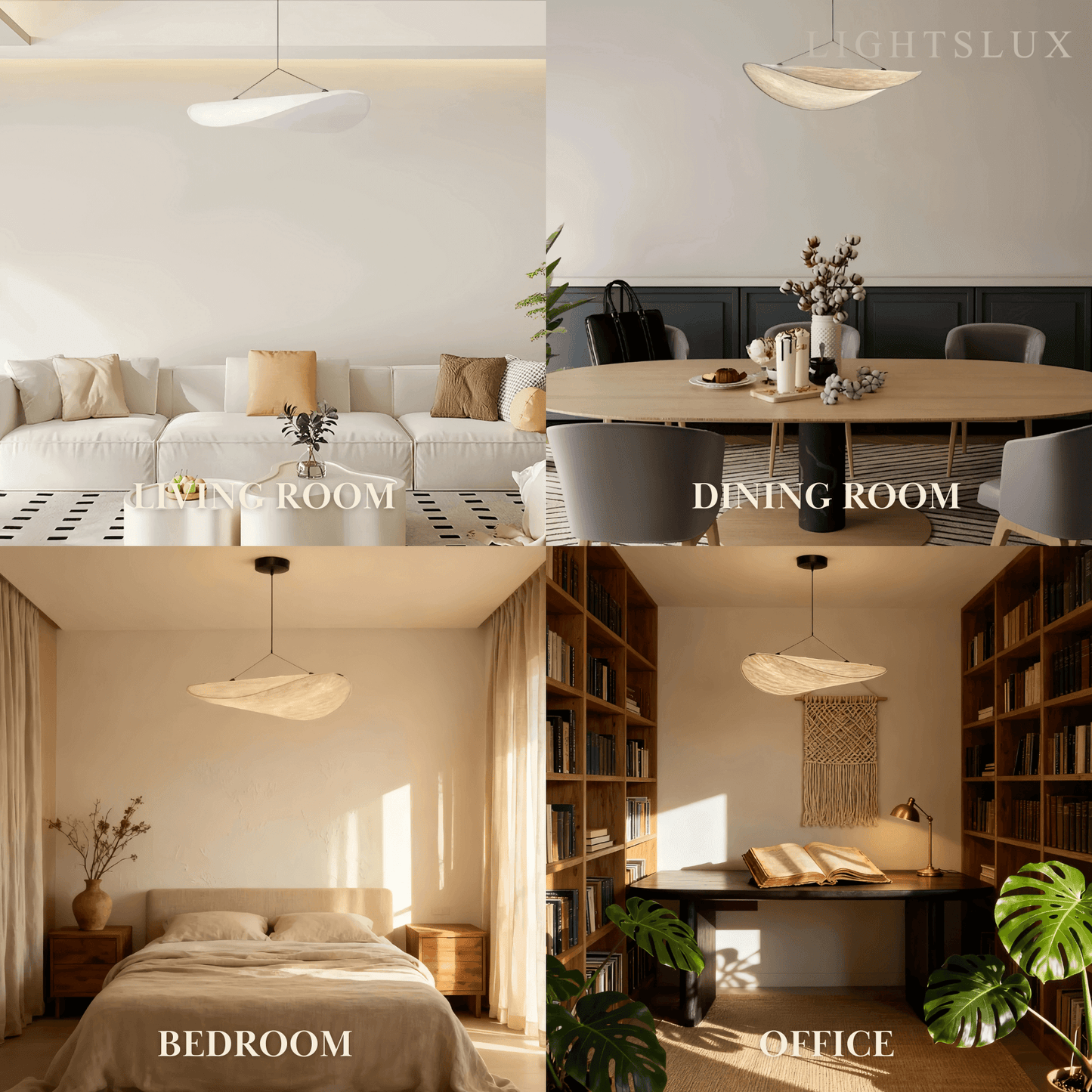 Art Deco White Pendant Light – Curved Metal Design for Dining Room