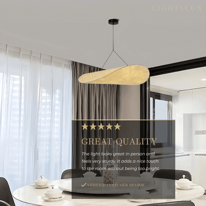 Art Deco White Pendant Light – Curved Metal Design for Dining Room