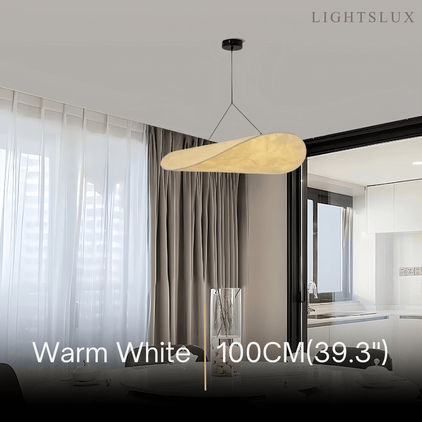 Art Deco White Pendant Light – Curved Metal Design for Dining Room