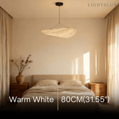 Art Deco White Pendant Light – Curved Metal Design for Dining Room