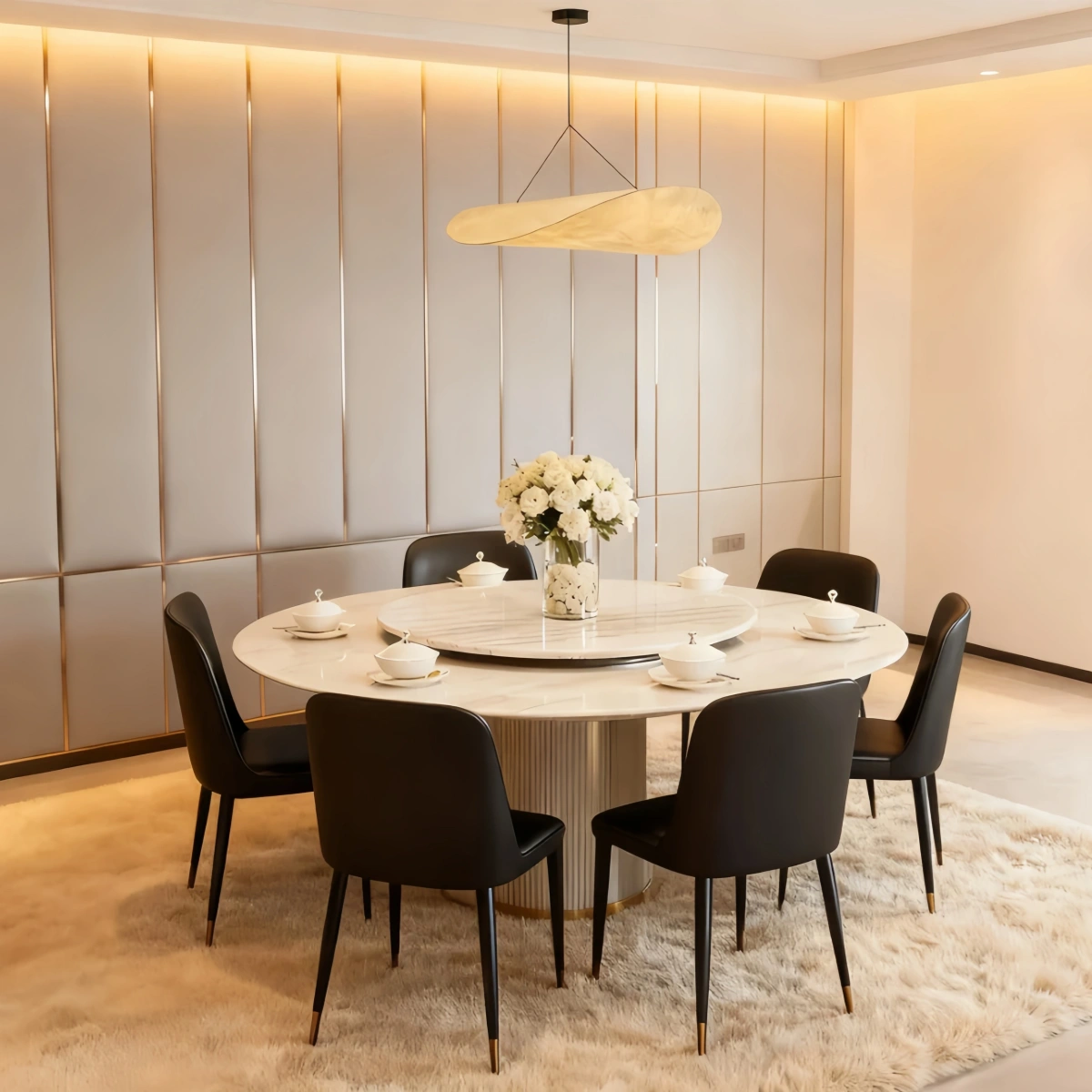 Pendant Light – Curved Metal Design for Dining Room