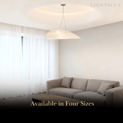 Art Deco White Pendant Light – Curved Metal Design for Dining Room