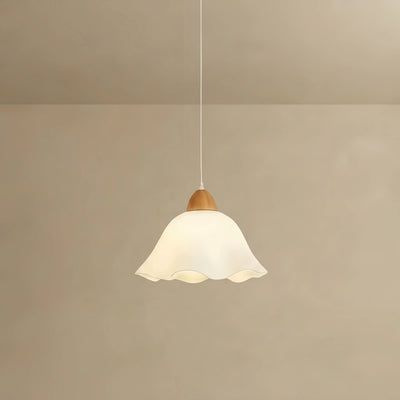 Crema Nordic Flower LED Pendant Light – White Wood/Acrylic for Dining Room