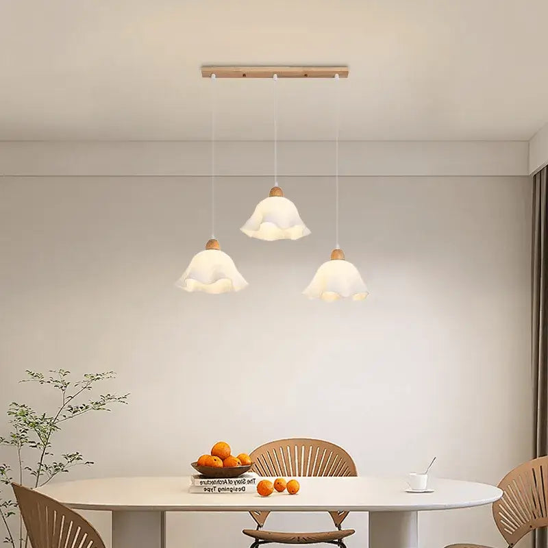 Pendant Light – White Wood/Acrylic for Dining Room