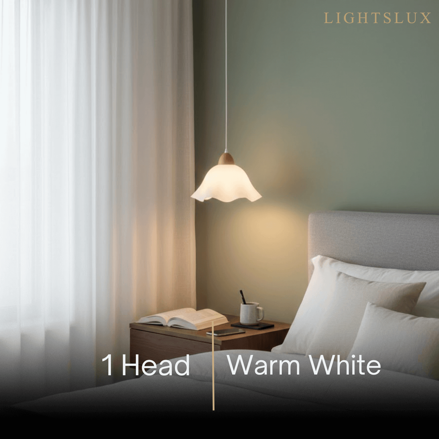 Crema Nordic Flower LED Pendant Light – White Wood/Acrylic for Dining Room