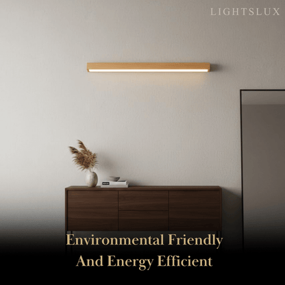 Arcato Minimalist Linear LED Ceiling Light – Walnut/Wood for Living Room