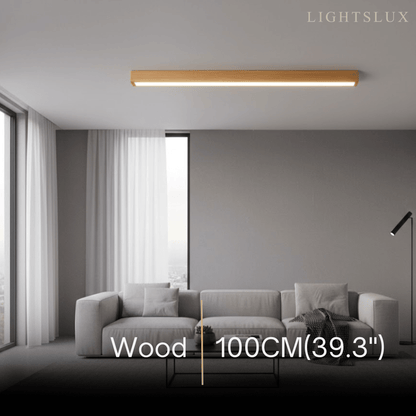 Arcato Minimalist Linear LED Ceiling Light – Walnut/Wood for Living Room